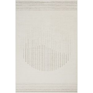 Vloerkleed Elio Japandi - Moderne laagpolig met hoog-diepteeffect zacht abstract geometrisch design Crème-80 x 150 cm
