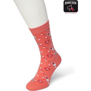 Bonnie Doon Dames Sokken met Medische Print maat 36/42 Roze - Thema Sokken - Ziekenhuis - Dokter - Cadeau Sokken - Zacht Katoen met Gladde Teennaad - Comfortabel - Perfect Cadeau - Strawberry Pink - BT991116.365