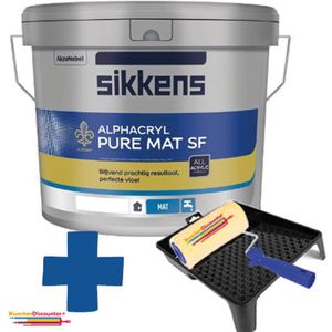 Sikkens Muurverf - Kleurcode G0.05.85 - Alphacryl pure mat SF 10 Liter + GRATIS 18 CM verfroller anti-spat + GRATIS verfbakje + GRATIS verfrolbeugel