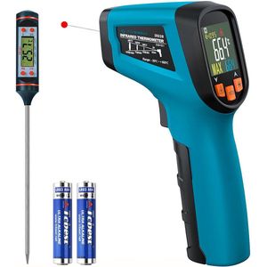 Tilswall W301 Infrared Thermometer, with Probe, Non-Contact, -50~600°C (-58°F to 1112°F), Digital Display