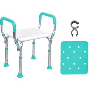 Hoogte verstelbare douchekruk met armleuning - 150 kg belasting - antislip badstoel voor gehandicapten en senioren.
