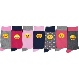Emoji Sokken / Kousen Multipack 7-paar meisjes Maat 27/30 - Faces chaussettes socks