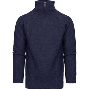 Suitable - Half Zip Trui Wol Blend Blauw - Heren - Maat 3XL - Modern-fit