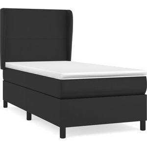 vidaXL - Boxspring - met - matras - kunstleer - zwart - 90x200 - cm