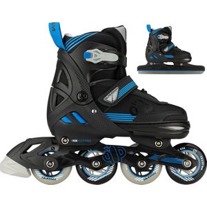 Nijdam Inline Skates Combo - Blue Blaze - Verstelbaar - Noren IJzers - Zwart - Blauw - Maat 29 - 32