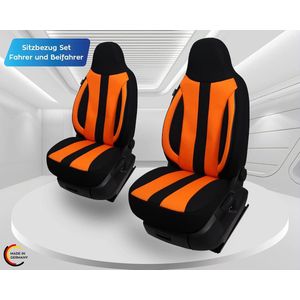 Op maat gemaakte piloten autostoelhoezen compatibel met Skoda Enyaq bestuurder en passagiers vanaf 2021 / auto stoelhoezen beschermhoezenset autostoelhoezen set van 2 in zwart/oranje