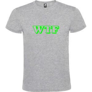 Grijs T shirt met print van "" WTF letters "" print Neon Groen size XXXXL