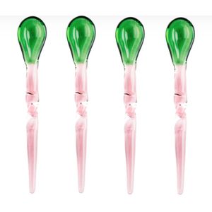 Broste Copenhagen Teaspoon set Swirly Glass Pink / Green