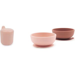 EKOBO Blush/Terracotta Siliconen Zuignappen Borden en Drinkbekers Set - Premium Kwaliteit Siliconen