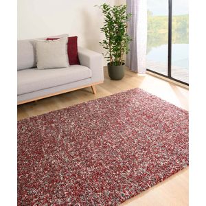 Hoogpolig vloerkleed gemêleerd - Blend rood/grijs 200x290 cm