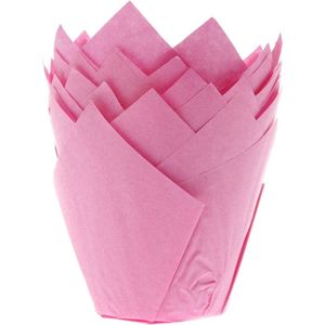 House of Marie Muffin Bakvormen - Muffin Vormpjes Papier - Tulp Roze - pk/36