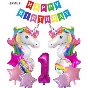 Snoes Helium Ballonnen Set 1 Jaar - Verjaardag Versiering - Folieballonnen - Happy Birthday Slinger