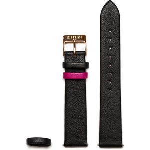 ZINZI Retro leren horlogeband zwart roségoudkleurige stalen sluiting 18mm RETBAND4