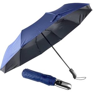 Paraplu stormbestendig, 10 botten zonwering, automatisch openen en sluiten met één knop, draagbare opvouwbare zakparaplu, geschikt voor mannen en vrouwen, kinderen (blauw)