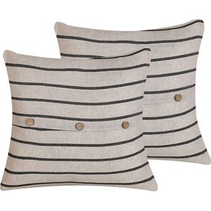 CYNARA - Sierkussen set van 2 - Zwart - 43 X 43 cm - Katoen