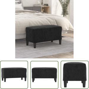 The Living Store Bankje 70x35x41 cm fluweel zwart - Fluweelbank - Zwarte Bank - Kleine Bank - Salonbank - Bijzettafel