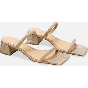 Mangará Dames schoenen Maiate Textiel - 4cm Blokhak - Goud - Maat 38