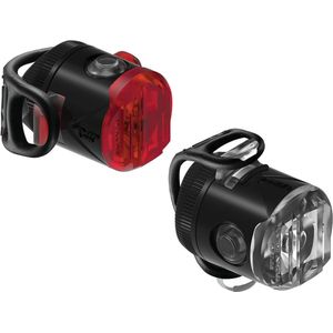 Lezyne Femto USB-C Drive Voor- en Achterset - Fietsverlichting Set - Fietslamp Voorlicht en Achterlicht - USB-C Oplaadbaar Fietslicht - Veiligheidslampjes - 6 knipperstanden - 2 Stuks - Zwart