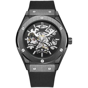 Shoplace Horloges voor mannen - Heren horloge - Watch - Mechanisch - Cadeau voor man - Geschenkset Leer - Zwart