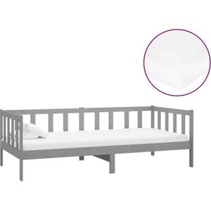 vidaXL - Slaapbank - met - matras - massief - grenenhout - grijs - 90x200 - cm