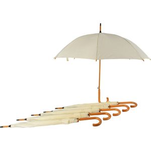 Set van 6 Stijlvolle Opvouwbare Paraplu met Houten Handvat - Ideaal voor Heren en Dames | Automatisch & Windproof | 98cm Diameter