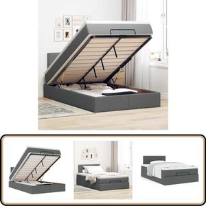 vidaXL Bed met matras 120x190 cm stof donkergrijs