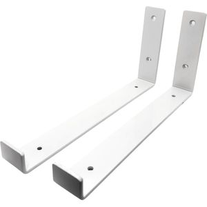 Maison DAM - Plankdragers L vorm up - Wandsteunen – 30cm – Wit - Incl. bevestigingsmateriaal + schroefbit