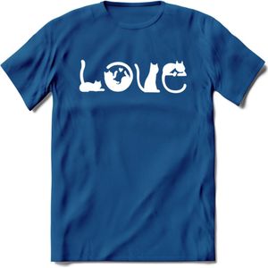 Cat Love - Katten T-Shirt Kleding Cadeau | Dames - Heren - Unisex | Kat / Dieren shirt | Grappig Verjaardag kado | Tshirt Met Print | - Donker Blauw - XXL