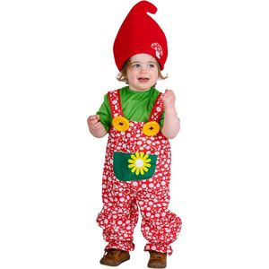 Funny Fashion - Dwerg & Kabouter Kostuum - Paddenstoel Kabouter Spillebeen Kind Kostuum - Rood, Groen - Maat 104 - Carnavalskleding - Verkleedkleding