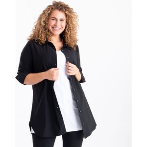 Zwarte Blouse van Je m'appelle - Dames - Plus Size - Travelstof - 48 - 5 maten beschikbaar