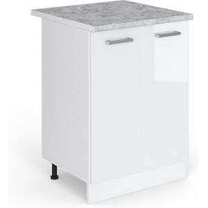 Vicco R-Line Universele onderkast – 60 cm met deuren, met werkblad Wit Hoogglans met deuren, met werkblad