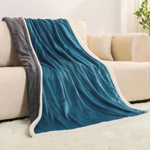 Elektrische deken 180 x 130 cm, elektrische, behaaglijke warmtedeken, met automatische uitschakeling, oververhittingsbeveiliging en 10 timers, met 10 temperatuurniveaus, wasbaar, grijs en blauw