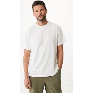 Pique T-shirt With Structured Stripes Mannen - Off White - Maat S