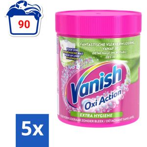 Vanish Oxi Action - Extra Hygiene - Vlekkenverwijderaar Poeder - Zonder Bleek - Gekleurde Was - 470 Gram - Bulkverpakking - 5 stuks