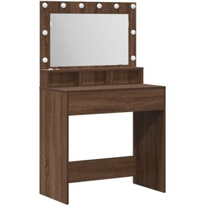 vidaXL - Kaptafel - met - LED-verlichting - Bruin - Eiken - 79x41x135 - cm