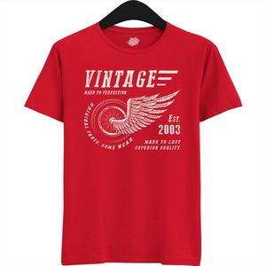 A Vintage Motorcycle Addict Est 2003 | Retro Verjaardag Motor Cadeau Shirt - T-Shirt - Unisex - Rood - Maat XL
