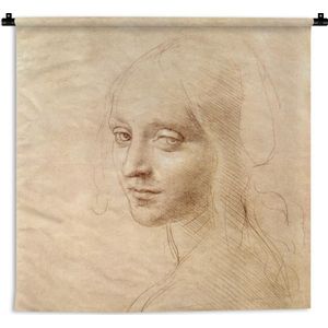 Wandkleed Da Vinci - Schets - Leonardo da Vinci Wandkleed katoen 150x150 cm - Wandtapijt met foto