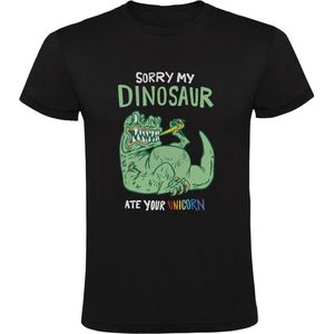 Sorry my Dinosaur ate your Unicorn Heren T-shirt - dino - eten - eenhoorn - dinosaurus - grappig