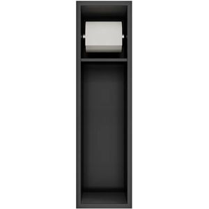 Inbouw toiletrolhouder-closetborstel houder mat zwart zonder klep