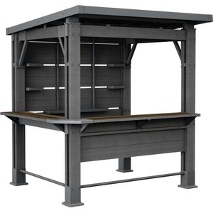 Keter Bar Gazebo - Buitenbar met overkapping - 200x230x238cm - Antraciet/Walnut