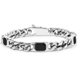 SILK Jewellery - Zwarte Armband - Linked - 690.18 - Maat 18,0