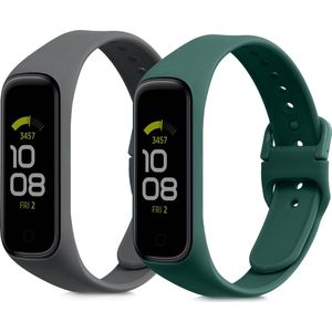 kwmobile 2x Horlogebandjes Samsung Galaxy Fit 2 Donkergrijs Donkergroen