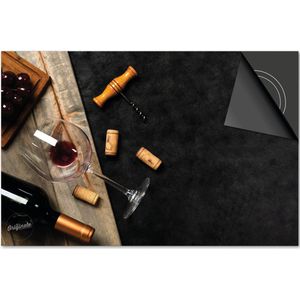 Inductie beschermer 81x52 - afdekplaat inductie mat - Dietrix Kookplaat beschermer - Exclusief - Wijn - Glas Rode Wijn en kurken
