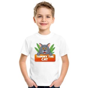 Tommy the Cat t-shirt wit voor kinderen - unisex - katten / poezen shirt - kinderkleding / kleding 146/152