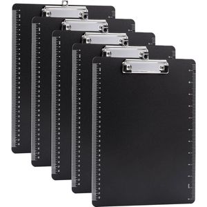 Klembord van PVC zwart - geschikt voor A4 formaat - 5 stuks