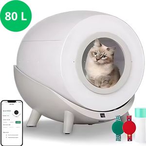 Livista Automatische Kattenbak - Zelfreinigend - Elektrische & Zelfreinigende Scoopfree Robot - 80L XXL - incl. Kattenbakmat, App & Zakken