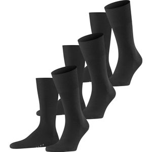 FALKE Airport 3-Pack warme ademende merinowol katoen multipack sokken heren zwart - Matt 47-48