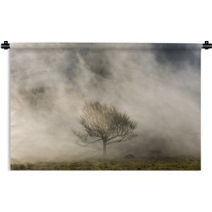 Wandkleed Minimalistisch - Eenvoudige boom in de mist Wandkleed katoen 120x80 cm - Wandtapijt met foto