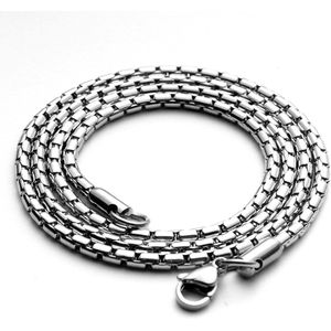 Ketting heren zilver 3mm - 50cm lengte - Ketting heren titanium staal - halsketting voor mannen van Mauro Vinci - met geschenkverpakking