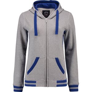 L&S heavysweat vest met capuchon voor dames grijs / royal blue - XXL